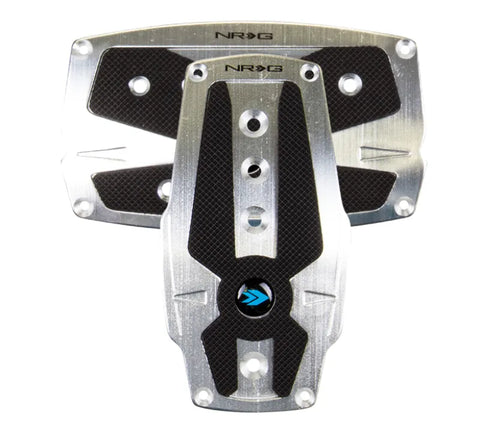 NRG NRG Brushed Aluminum Sport Pedal A/T - Silver w/Black Rubber Inserts