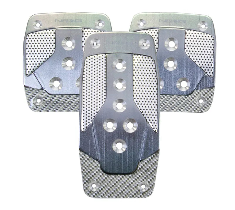 NRG NRG Aluminum Sport Pedal M/T - Gunmetal w/Silver Carbon