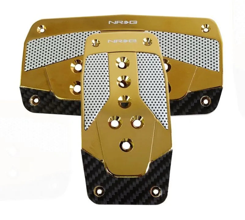 NRG NRG Aluminum Sport Pedal A/T - Red w/Chrome Gold Carbon