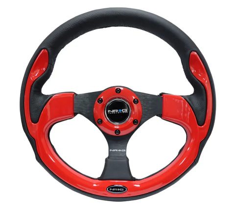 NRG NRG Reinforced Steering Wheel (320mm) Blk w/Red Trim & 5mm 3-Spoke
