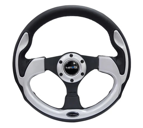NRG NRG Reinforced Steering Wheel (320mm) Blk w/Silver Trim & 5mm 3-Spoke