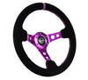 NRG NRG Reinforced Steering Wheel (350mm / 3in. Deep) Black Suede w/Purple Center & Purple Stitching (image 3)