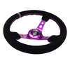 NRG NRG Reinforced Steering Wheel (350mm / 3in. Deep) Black Suede w/Purple Center & Purple Stitching (image 4)