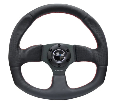 NRG NRG Reinforced Steering Wheel (320mm Horizontal / 330mm Vertical) Leather w/Red Stitching