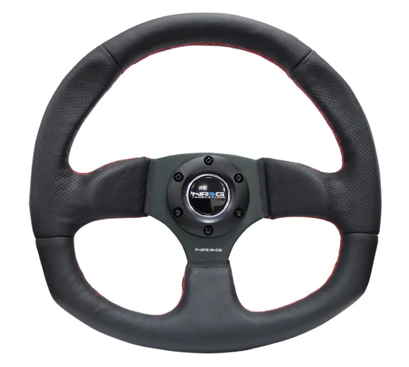 NRG NRG Reinforced Steering Wheel (320mm Horizontal / 330mm Vertical) Leather w/Red Stitching