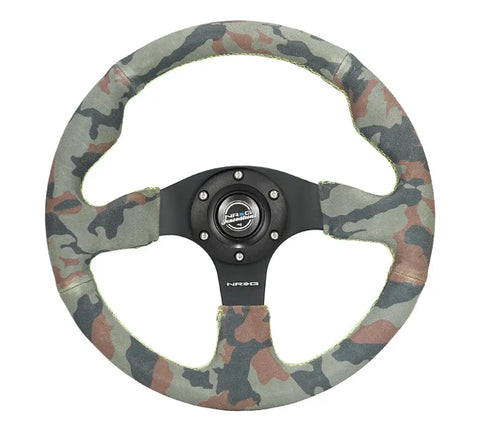 NRG NRG Reinforced Steering Wheel (320mm) Sport/Suede Steering Wheel w/ Camo Pattern & Green Stiching