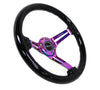 NRG NRG Reinforced Steering Wheel (350mm / 3in. Deep) Blk Wood w/Blk Matte Spoke/Neochrome Center Mark (image 3)