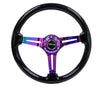 NRG NRG Reinforced Steering Wheel (350mm / 3in. Deep) Blk Wood w/Blk Matte Spoke/Neochrome Center Mark (image 2)