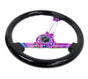 NRG NRG Reinforced Steering Wheel (350mm / 3in. Deep) Blk Wood w/Blk Matte Spoke/Neochrome Center Mark (image 4)