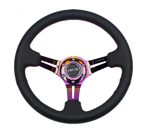 NRG NRG Reinforced Steering Wheel (3in. Deep) Zwing Sig Blk Suede, Gold Stich, Zwing Logo Embroidery