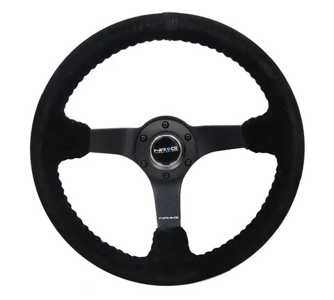 NRG Reinforced Steering Wheel - Forrest Wang Signature 3in Deep 5mm Spoke 350mm - Blk w/ Grn Palm Trees