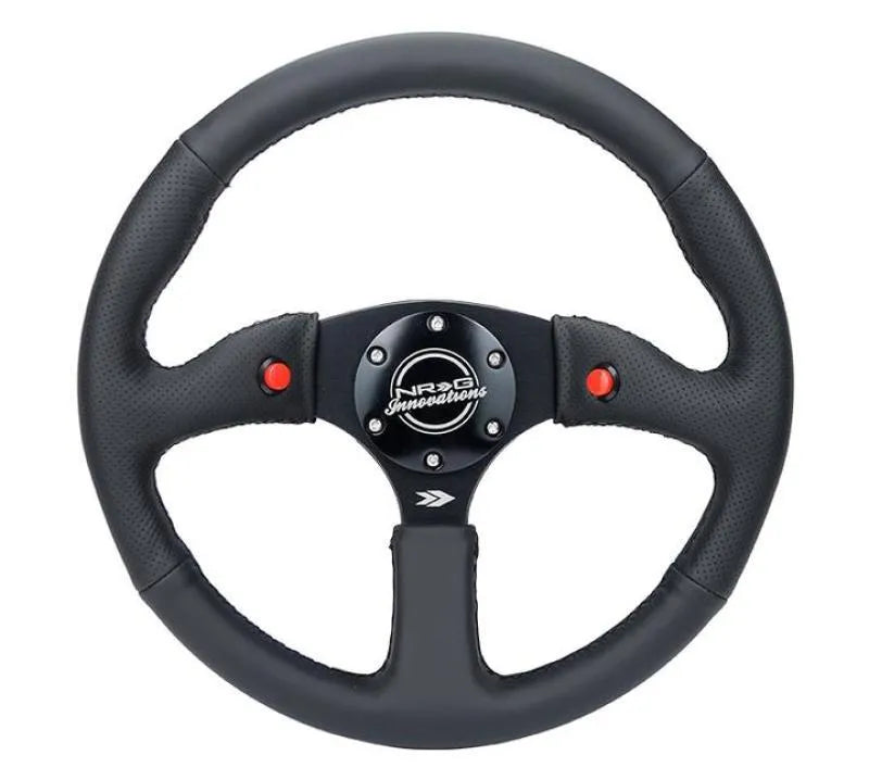 NRG NRG Reinforced Steering Wheel (350mm/ 2.5in. Deep) Sport Leather Racing/ 4mm Matte Black Spoke