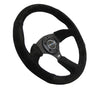 NRG NRG Reinforced Steering Wheel (350mm / 2.5in. Deep) Blk Suede Comfort Grip w/5mm Matte Blk Spokes