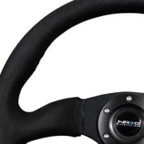 NRG NRG Reinforced Steering Wheel (350mm / 2.5in. Deep)Blk Alcantara Comfort Grip w/4mm Matte Blk Spokes