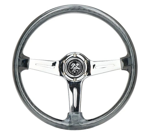 NRG NRG Reinforced Steering Wheel (350mm / 2in. Deep) Matsuri Clear Acrylic w/ NeoChrome Spoke