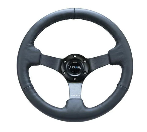 NRG NRG Reinforced Steering Wheel (330mm/ 3in. Deep) Sport Leather Racing/ 4mm Matte Black Spoke