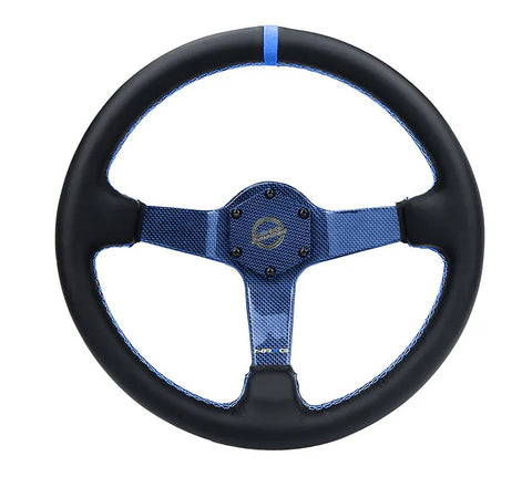 NRG NRG Reinforced Steering Wheel (350mm) Blue Carbon Fiber Center - Blue Stitching & Center Mark