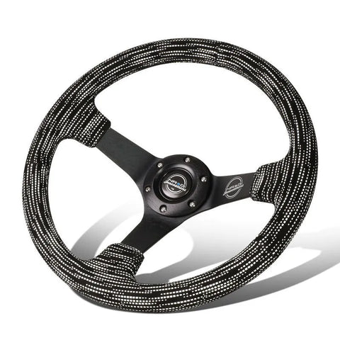 NRG NRG Reinforced Steering Wheel (350mm / 3in. Deep) Microfiber/Black Stitch w/5mm Matte Black Spokes