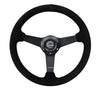 NRG NRG Sport Wheel (350mm) 3 Solid Spokes - 1.5in Deep - Matte Black - Minty Fresh Miata Logo Etched