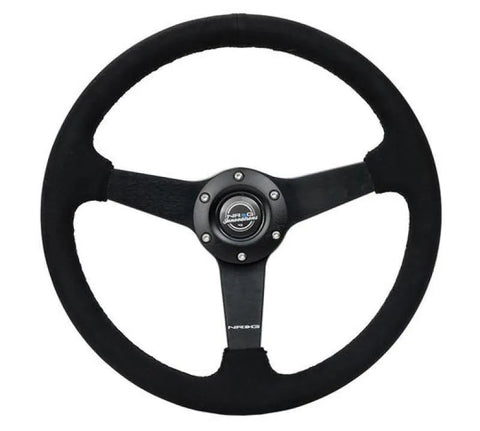 NRG NRG Sport Steering Wheel (350mm/ 1.5in. Deep) Matte Black Spoke/ Black Alcantara w/ Black Stitching