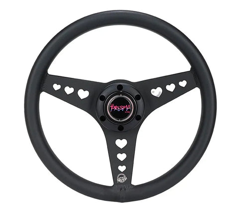 NRG NRG Aluminum 330mm Steering Wheel Heart Cut Out w/ Ergonomic Grip - Anodized Pink