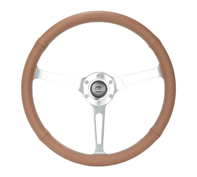 NRG NRG Reinforced Steering Wheel (380mm/1in. Deep) Perforated Brown Leather