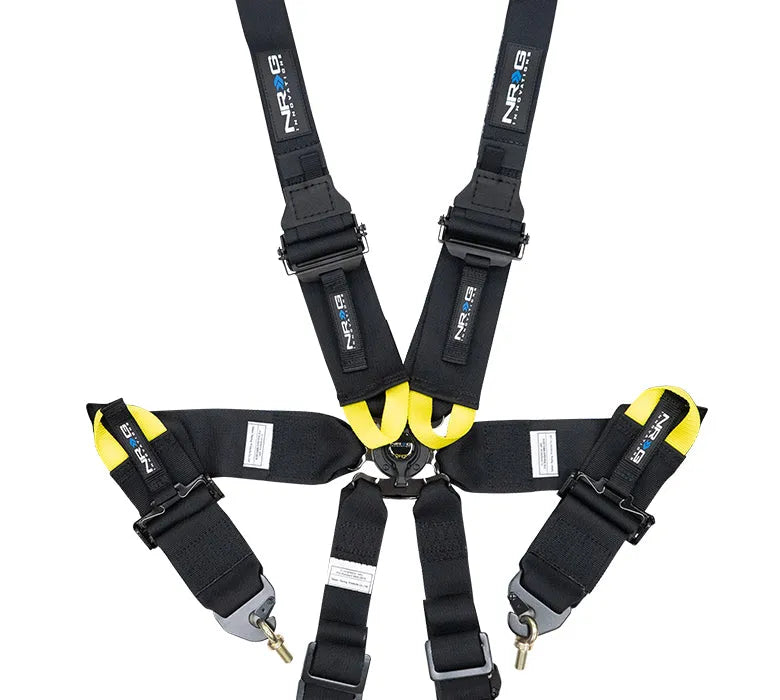 NRG NRG FIA 6pt 2in. Shoulder Belt for HANS Device/ Rotary Cam Lock Buckle/ 3in. Waist Belt - Neon Green