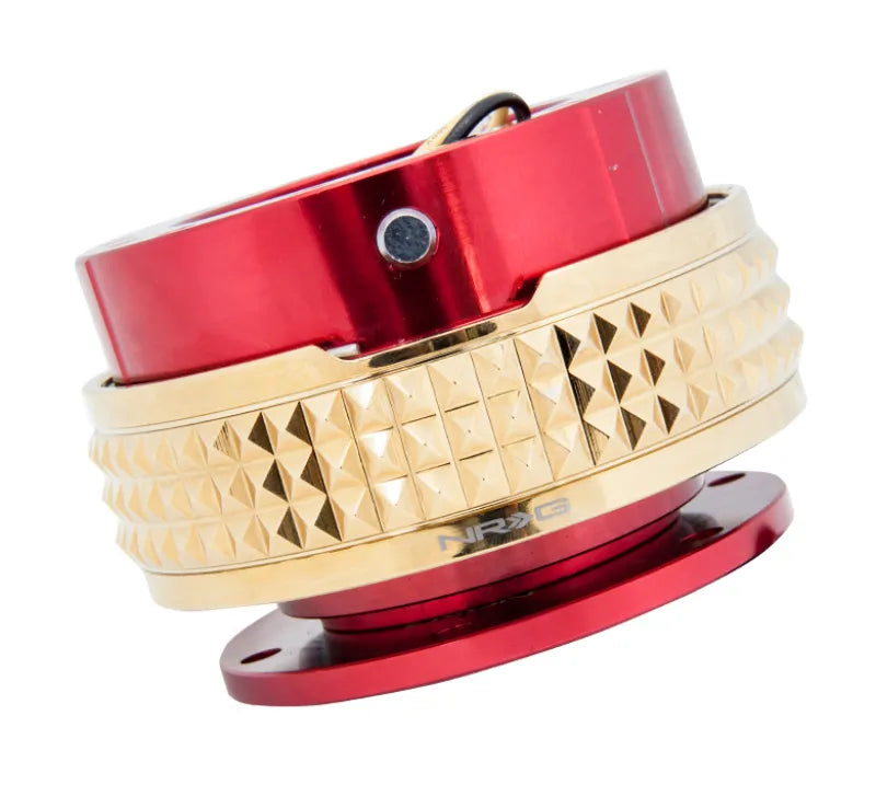 NRG NRG Quick Release Kit - Pyramid Edition - Red Body / Chrome Gold Pyramid Ring