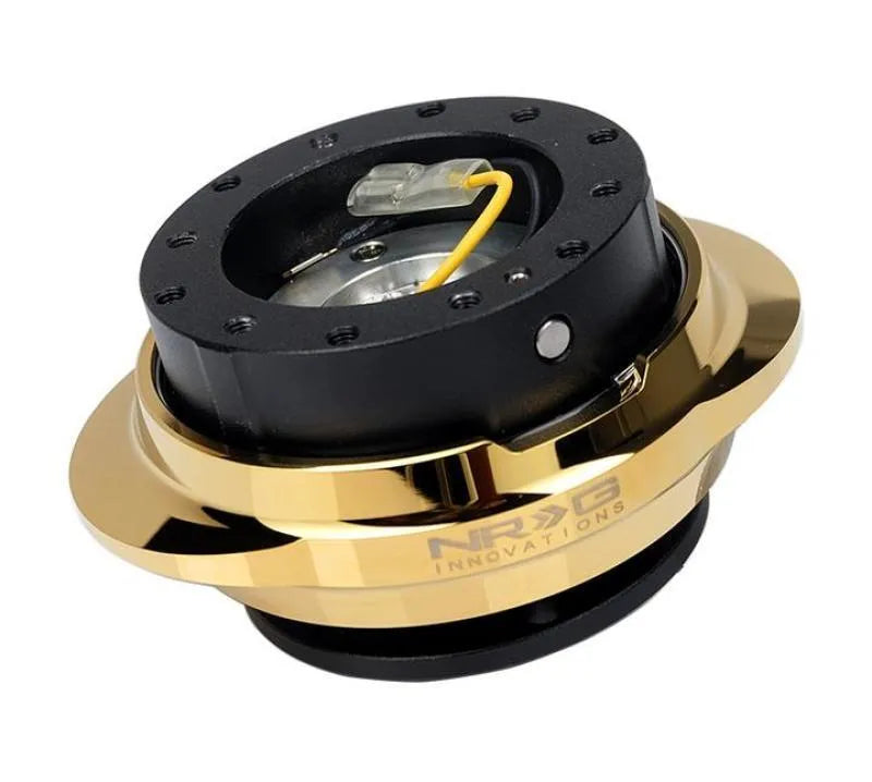 NRG NRG Quick Release Kit - Black Body/ Chrome Gold Oval Ring