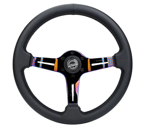 NRG NRG Light Weight Gaming Steering Wheel - Splitz NeoChrome Silver Spokes Perforated Leather