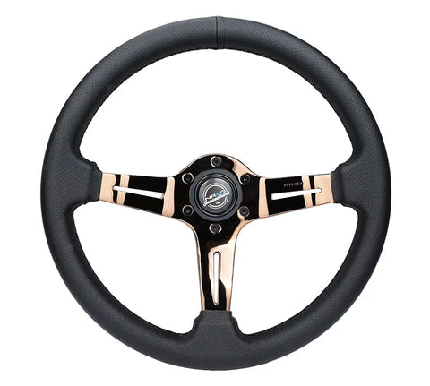 NRG NRG Light Weight Gaming Steering Wheel - Spllitz 350mm 3 Rose Gold Spokes Slits - Leather