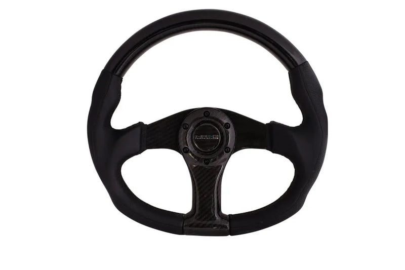 NRG NRG Carbon Fiber Steering Wheel (350mm) Oval Shape w/Black Carbon & Leather Trim