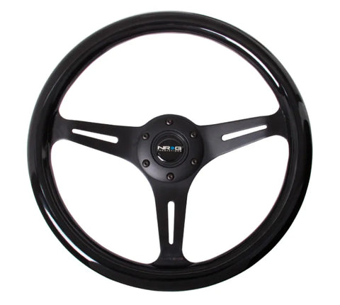 NRG NRG Classic Wood Grain Steering Wheel (350mm) Black Paint Grip w/Black 3-Spoke Center