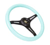 NRG NRG Classic Wood Grain Steering Wheel (350mm) Minty Fresh Color Grip w/Black 3-Spoke Center (image 3)