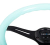 NRG NRG Classic Wood Grain Steering Wheel (350mm) Minty Fresh Color Grip w/Black 3-Spoke Center (image 4)