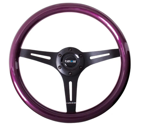 NRG NRG Classic Wood Grain Steering Wheel (350mm) Purple Pearl/Flake Paint w/Black 3-Spoke Center (image 2)