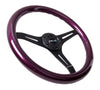 NRG NRG Classic Wood Grain Steering Wheel (350mm) Purple Pearl/Flake Paint w/Black 3-Spoke Center (image 3)