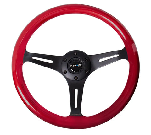 NRG NRG Classic Wood Grain Steering Wheel (350mm) Red Pearl/Flake Paint w/Black 3-Spoke Center