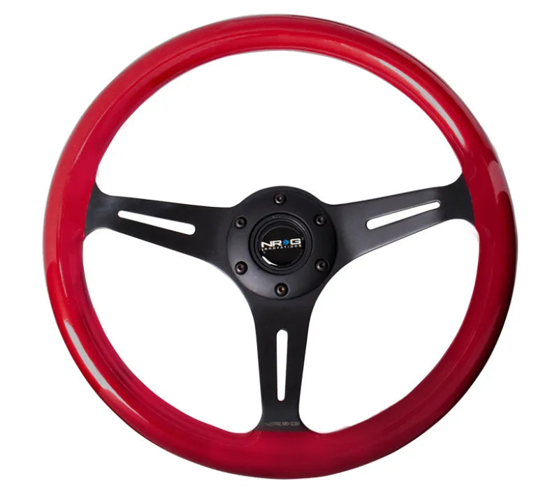 NRG NRG Classic Wood Grain Steering Wheel (350mm) Red Pearl/Flake Paint w/Black 3-Spoke Center
