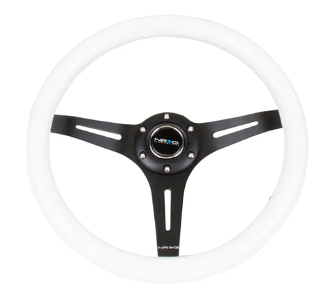 NRG NRG Classic Wood Grain Steering Wheel (350mm) White Paint Grip w/Black 3-Spoke Center