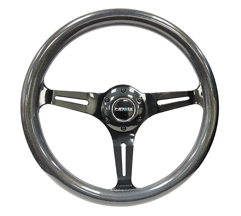 NRG NRG Classic Wood Grain Wheel - 350mm 3 Chrome Silver Spokes Oak Color Wood