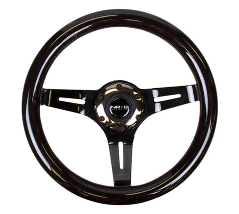 NRG NRG Classic Wood Grain Steering Wheel (310mm) Black w/Black Chrome 3-Spoke Center