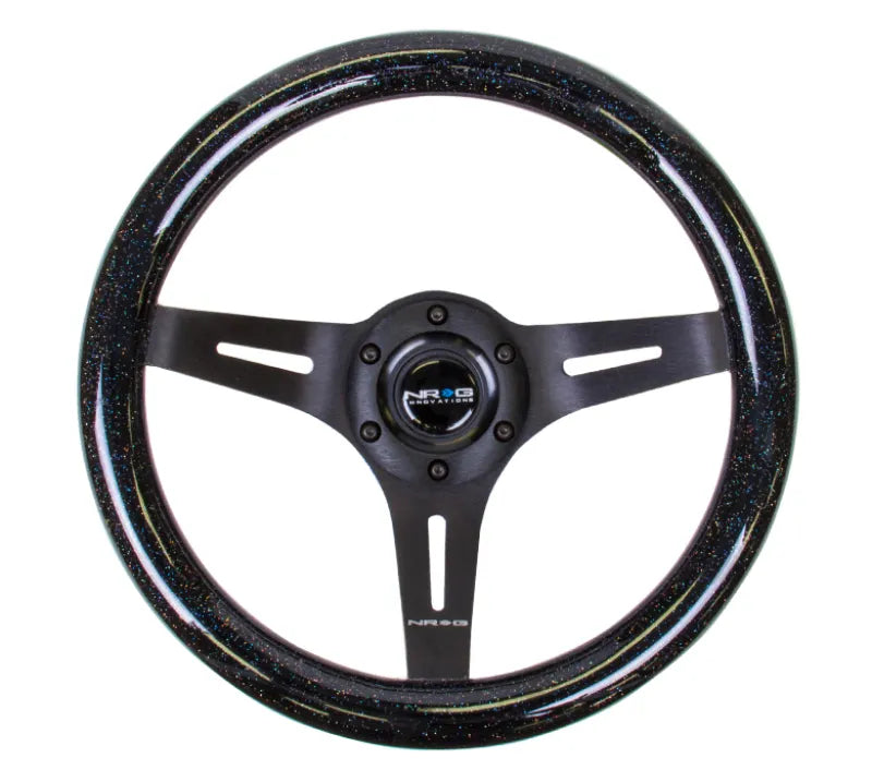 NRG NRG Classic Wood Grain Steering Wheel (310mm) Black Sparkle w/Blk 3-Spoke Center