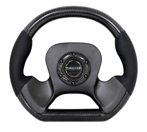 NRG NRG Carbon Fiber Steering Wheel (320mm) CF Center Plate & Two-Tone Carbon w/Leather Trim Handles