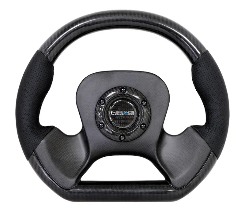 NRG NRG Carbon Fiber Steering Wheel (320mm) CF Center Plate & Two-Tone Carbon w/Leather Trim Handles