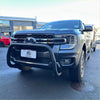 Black ford ranger 2022 nudge bar with rugged front bumper guard compatible with front sensors