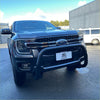 Black ford ranger 2022 with chrome grille and black nudge bar front bumper guard compatible with sensors