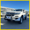 White holden colorado pickup with matte black nudge bar and chrome grille compatible with front sensors 2012-2020