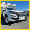 White holden colorado pickup with matte black nudge bar and chrome grille compatible with front sensors 2012-2020