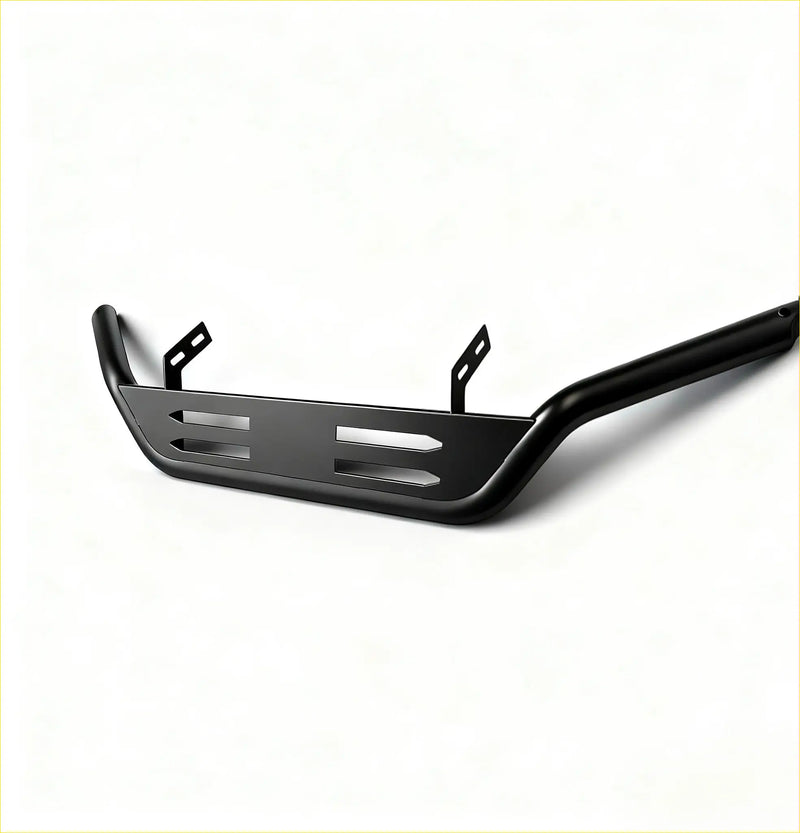 Black matte metal nudge bar with horizontal slots and mounting brackets for mazda bt-50 2021+ front sensors